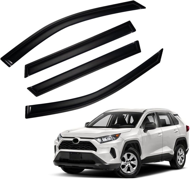 PLDDE Rain Guards Compatible with 2019-2025 Toyota RAV4 RAV-4 Prime, Set of 4 Tape-On Side Window Visor Wind Deflector Vent Visors Car Accessories - Image 1